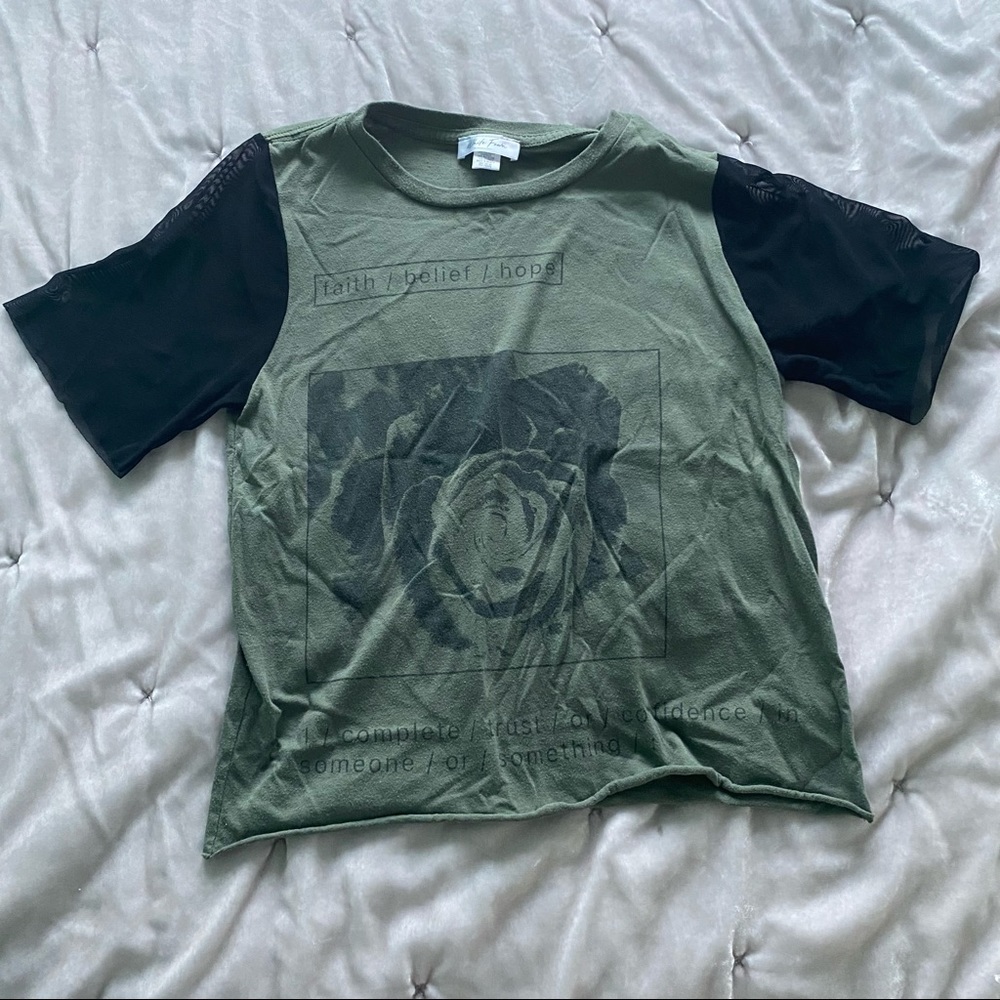 Girls Green and Black Tee Shirt